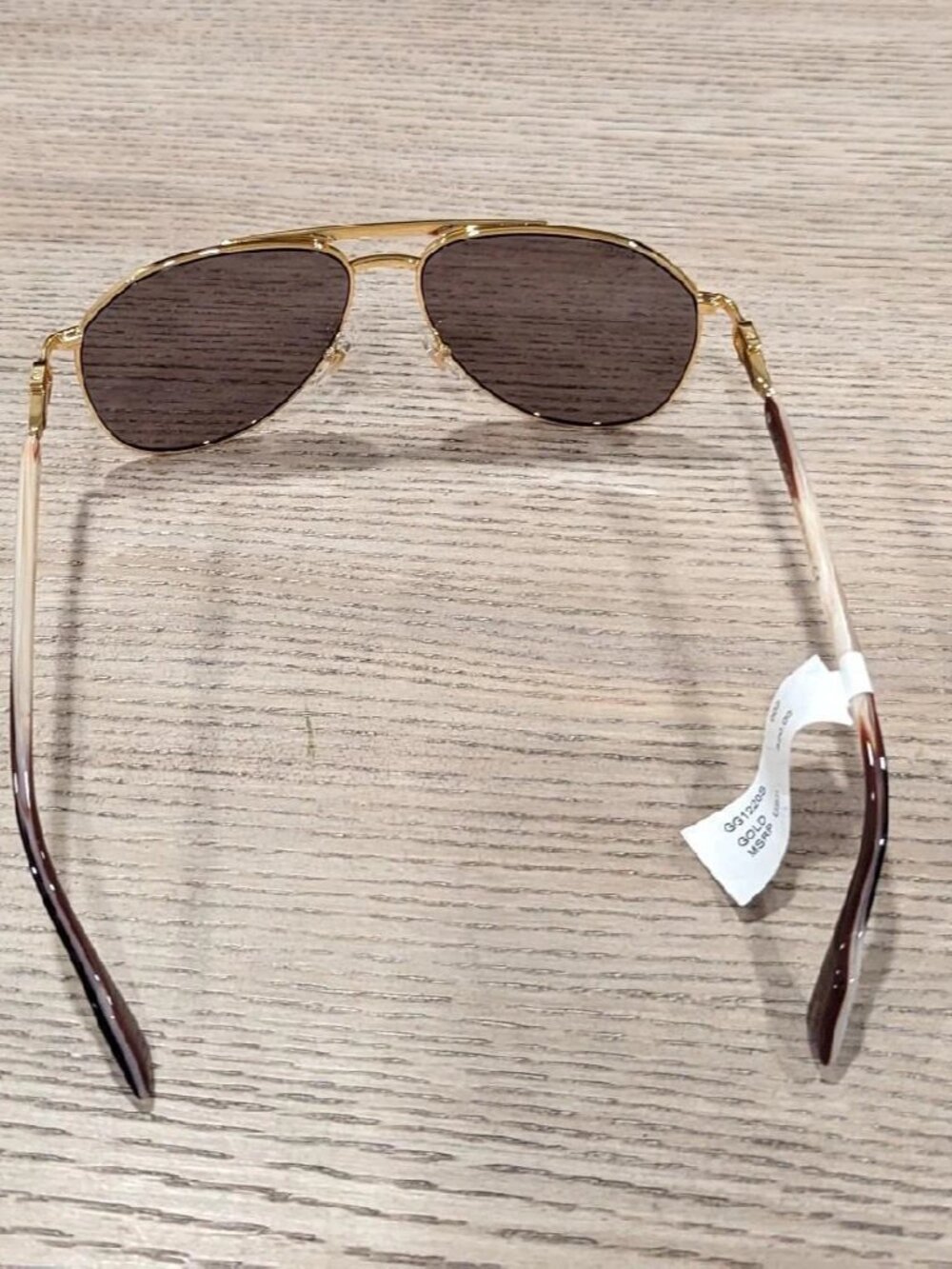 $520 Mens Authentic GUCCI 125th Street 59mm Pilot Sunglasses Gold - Picture 5 of 7